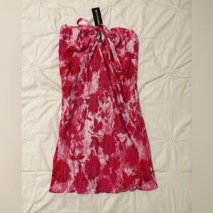 PrettyLittleThing Pink Floral Halter Dress